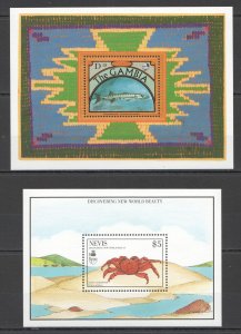 A0689 Gambia Nevis Fauna Marine Life Fishes Crabs 2Bl Mnh