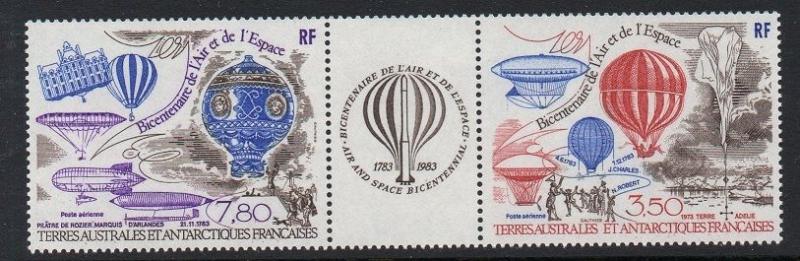 FSAT TAAF 1984 Balloon Airship Strip VF MNH (C82a)