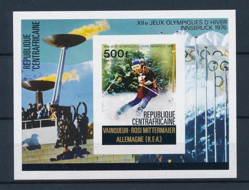 [56052] Central African Republic 1976 Olympic games Skiing Imperf. MNH Sheet