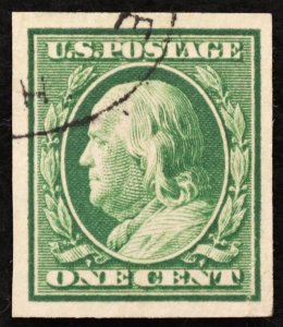 U.S. Used Stamp Scott #343 1c Franklin, Superb. Face-Free CDS Cancel. A Gem!