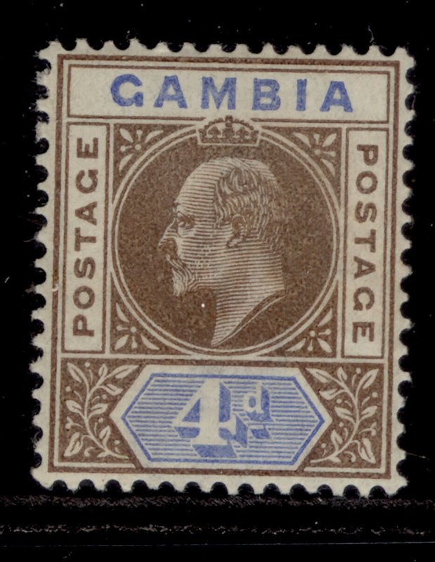 GAMBIA EDVII SG50, 4d brown & ultramarine, M MINT. Cat £10.