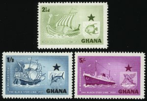 GHANA Sc 14-16 VF/MNH - 1957 - Black Star Ships & Fish