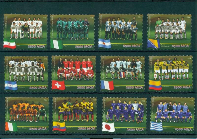 Madagascar Soccer World Cup Brasil FIFA 2014 National Teams set 32 MNH stamps