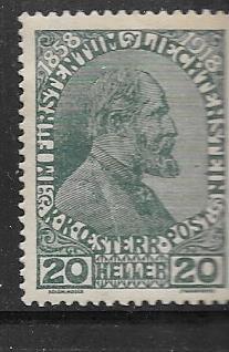 Liechtenstein #10 20h Prince Johann ll  ( MH)  CV $0.70