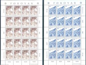 FAROE ISLANDS LOT OF 18  EUROPA COMPLETE SHEETLET SETS OF TWENTY  STAMPS MINT NH 