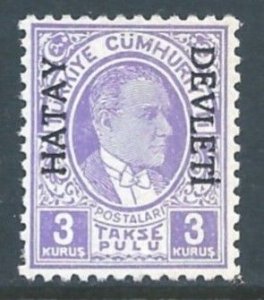 Hatay #J2 NH 3ku Turkish Postage Due Ovptd.