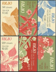 Palau 130a-133b,6 booklets,MNH.Michel 180,181,241,242 D/D MH. Indigenous Flowers