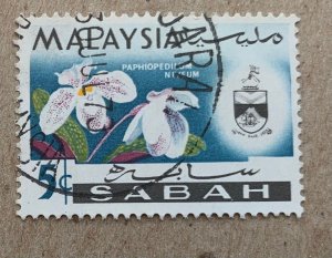 Sabah 1965 5c Orchid, used. Scott 19, CV $0.25. SG 426