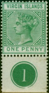 Virgin Islands 1880 1d Emerald Green SG24 Fine & Fresh LMM Pl 1 Marginal