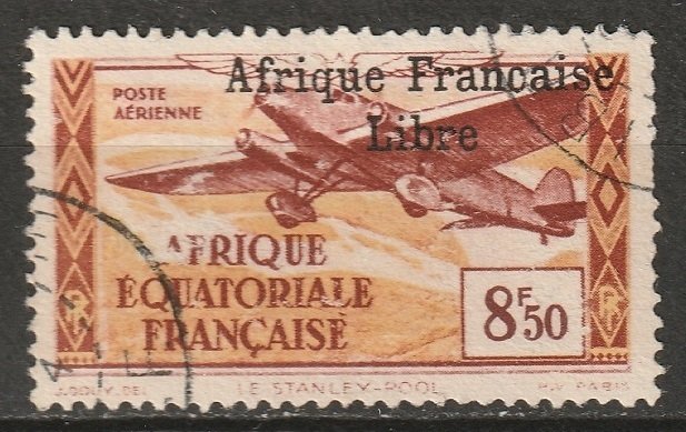 French Equatorial Africa 1940 Sc C14 air post used sans cedille variety