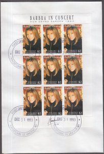 ST VINCENT Sc #2011.1 FDC CPL SHEET of 9 BARBRA STREISAND