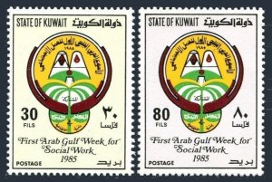 Kuwait 985-986, MNH. Mi 1071-1072. Arab Gulf Week for Social Work, 1985.