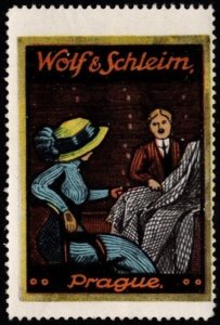 1930's Czechoslovakia Poster Stamp Wolf & Schleim Fabrics Prague Unused