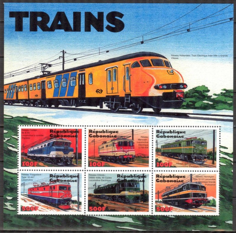 Gabon 2000 Trains of the World Mi. 1529/40 2 Sheets MNH 2 scans