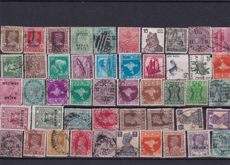 india states mixed used and unused old stamps ref r10384