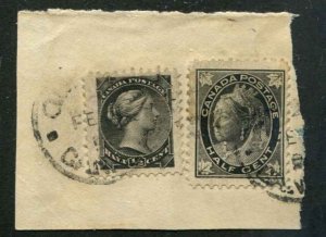 Canada SC# 34 & 66 on Piece Victoria 1/2c x 2 canceled