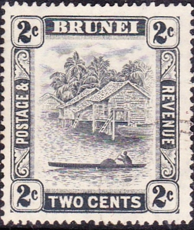 BRUNEI 1950 2c Grey SG80a FU