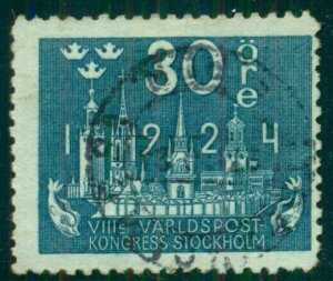 SWEDEN #202a (201b) 30ore greenish blue, used, F/VF, Scott $125.00