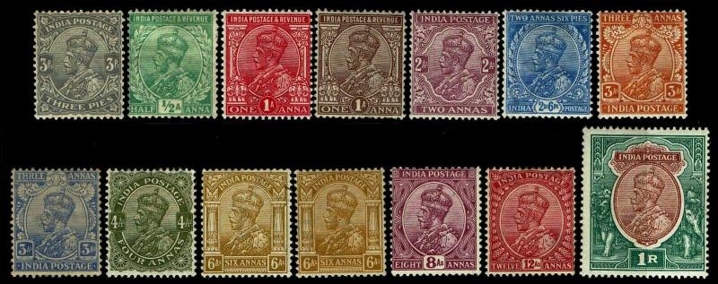 1911-23 India #80-93 King George V Wmk 39 - OGHR - F/VF+ - CV$95.00 (ESP#3845)