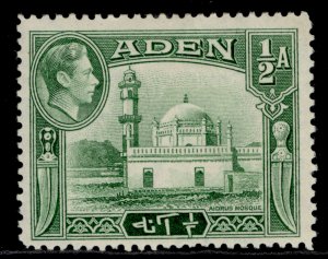 ADEN GVI SG16, ½a yellowish green, M MINT.