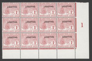 1966 Lesotho Scott J1, J1a LSEOTHO error block of 12 MNH