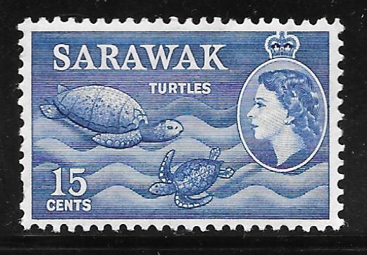 Sarawak 204: 15c Turtles, MH, F-VF