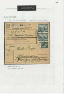 Bohemia Moravia 1941 Stamps Packet Reciept Ref: R6349