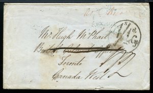 ?1852 (16 Dec) letter from Glasgow to Montreal. 1s/4dCy stampless Canada