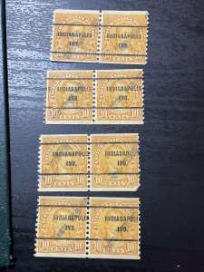 US SC # 603 Used Pair Precanceled Indianapolis IN