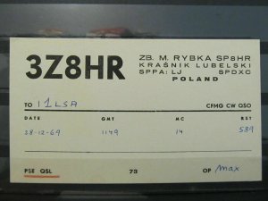 1969 4055 QSL Card Krasnik Poland-