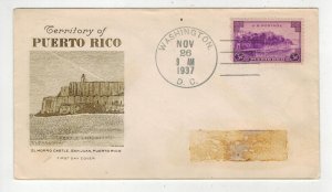 1937 PUERTO RICO TERRITORY 800-17 GRIMSLAND D.C. CANCEL El Morro Castle