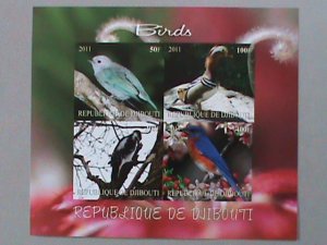 DJIBOUTI-2011- LOVELY COLORFUL BEAUTIFUL SONG BIRDS IMPREF- MNH S/S VERY FINE