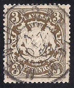 Bavaria #60 3 PF Coat of Arms Stamp used VF