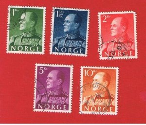 Norway #370-374  VF used  Olav   Free S/H