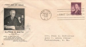 1945 - Alfred E Smith FDC - Typed - Single - Cachet - F405