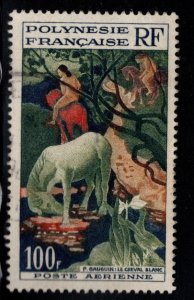 French Polynesia Scott C26 Used The White Horse by Gauguin Airmail stamp