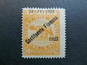 A4P5F9 Fiume 1922 optd 20c mh*