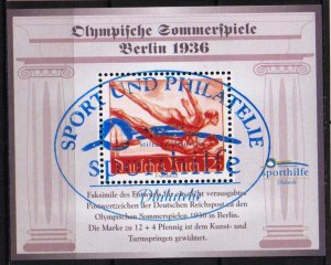 GERMANY Sport Aid 2002 Olympics Games Berlin 1936  Diving  Facsimile Canceled
