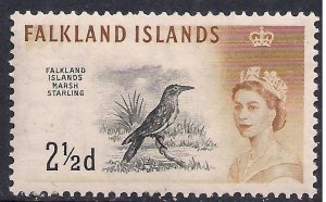 Falkland Islands 1960 - 66 QE2 2 1/2d Long Tailed Meadowlark MM SG 196 ( F802...