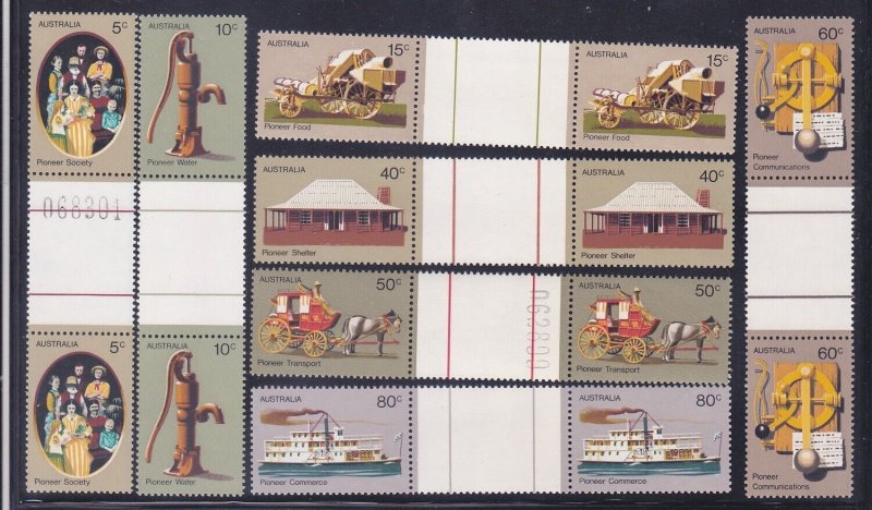 Australia 532-38 MNH 1972 19th Century Pioneering GUTTER PAIR Full Set VF