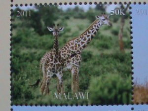 MALAWI-2011-PROTECTED ENDANGER ANIMALS-GIRAFFES-MNH SHEET VERY FINE