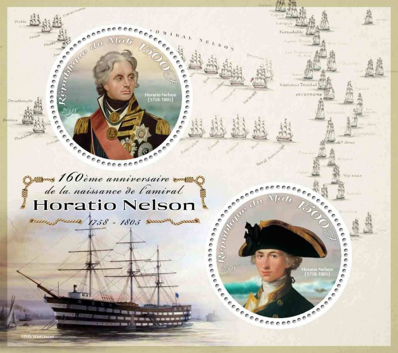 Horatio Nelson Great Britain Military Wars Ships MNH stamp set