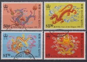 Hong Kong 1988 Lunar New Year of the Dragon Stamps Set of 4 Fine Used