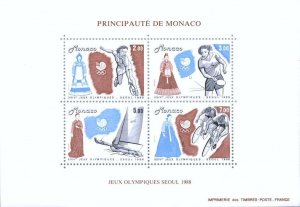 Monaco 1988 MNH Stamps Souvenir Sheet Scott 1640 Sport Olympic Games Sailing