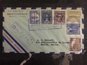 1931 US Consulate Guatemala first flight  cover FFC Miami USA To Merida Mexico