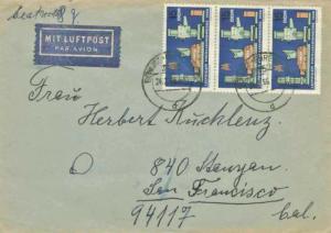 Germany 20pf Europa on 20pf Bach Message Half Postal Card 1966 Frankfurt am M...