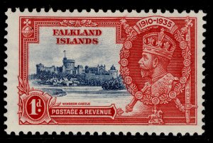 FALKLAND ISLANDS GV SG139, 1d deep blue & scarlet, NH MINT.