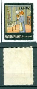 Czech Republic. Poster Stamp MNG.  Lampy Radda Praha, Lady With Oil Lamp.