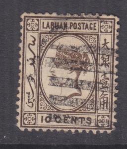 LABUAN, 1885 Crown CA, 10c. Sepia, used.