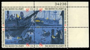 US Scott 1480-83 VF/MNH Se Tenant Plate Block - 1973 8¢ Boston Tea Party